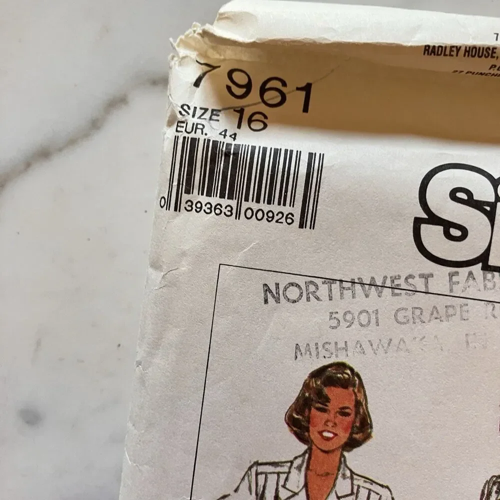 Vintage Simplicity Pattern 7961 Mock Wrap Straight Skirt Sewing Size 16 UNCUT FF